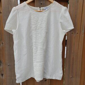PURE Alfred Sung Front Pleated Blouse Size Large Zipper Back
